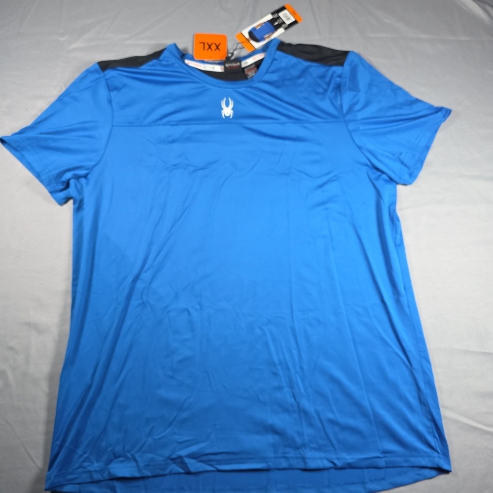 Spyder Active Shirt Men's Size XXL Blue Short Sleeve Performance